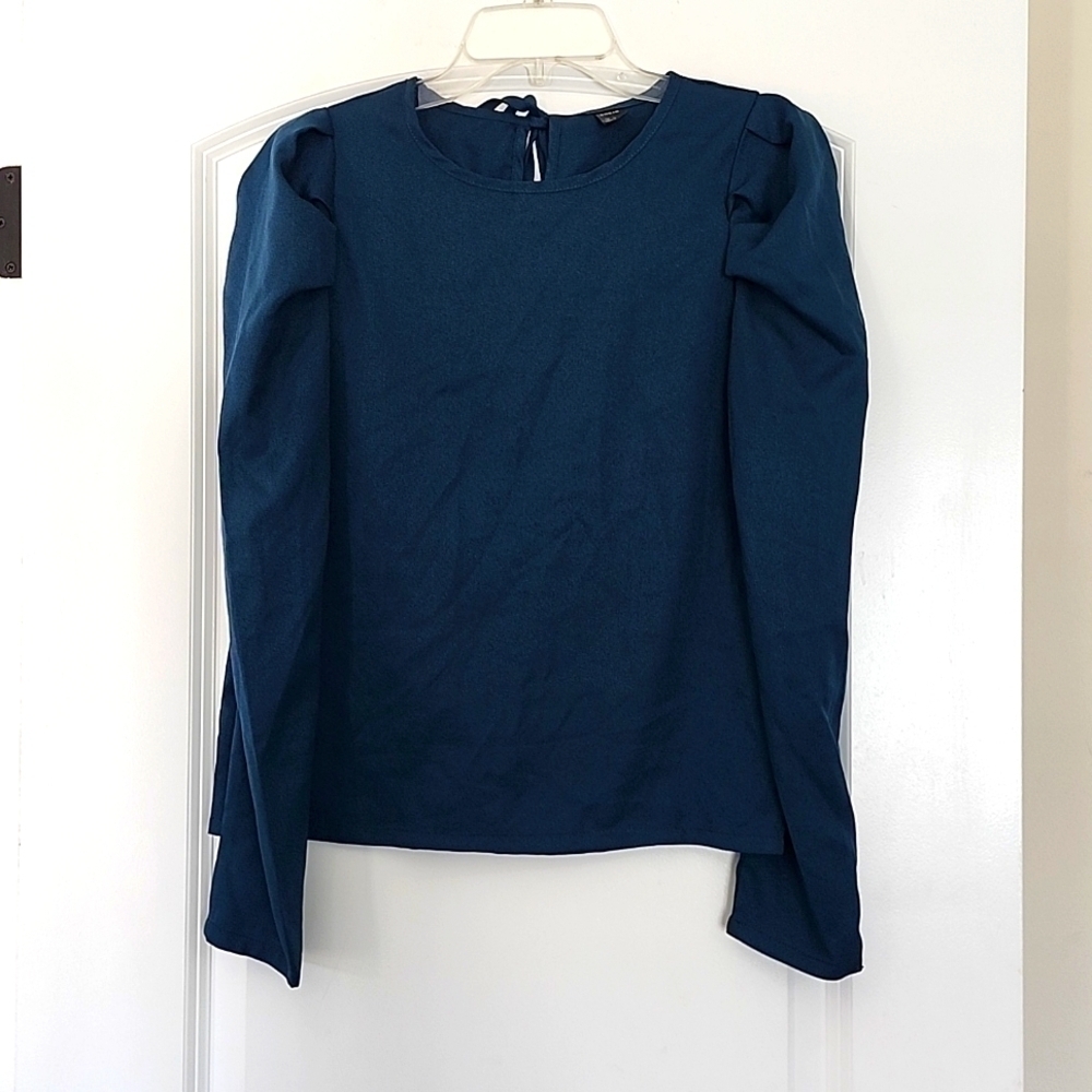 SHEIN Essnce Women's  Green Round Neck Puff Sleeve Shirt XSMALL - Picture 7 of 13